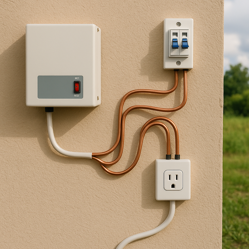 AC wiring and MCB stabilizer setup