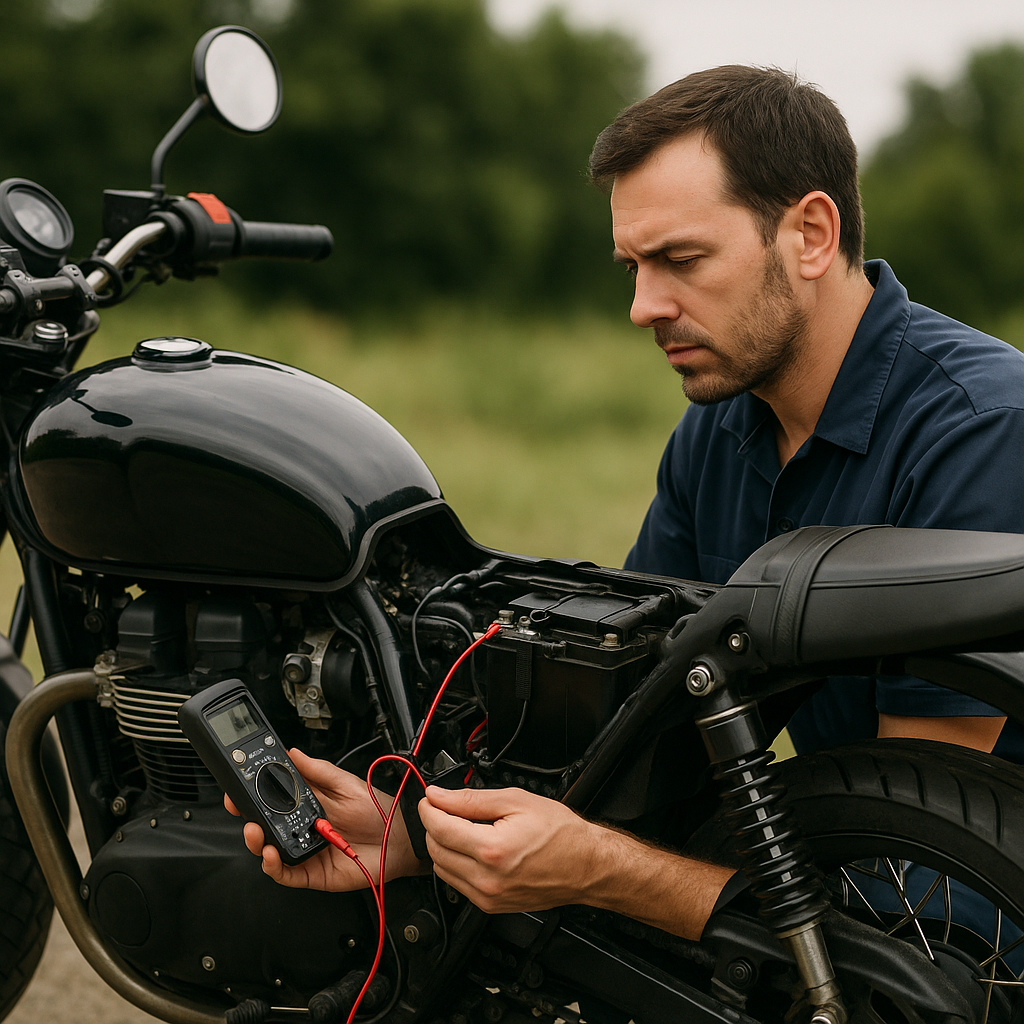 Motorcycle electrical check and battery test