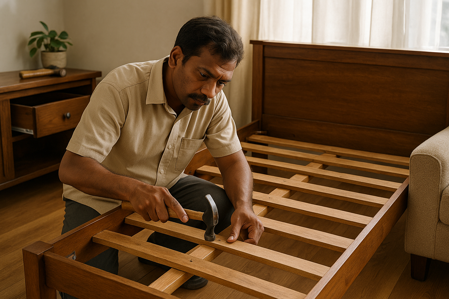 Wood furniture repair and reinforcement