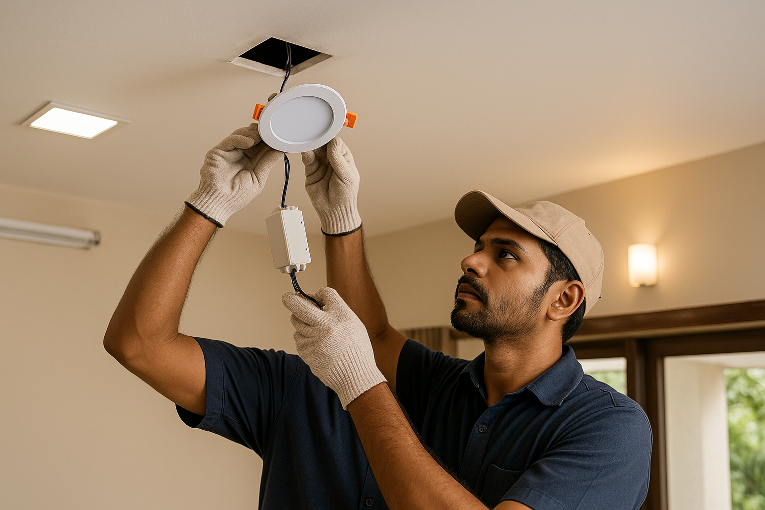 LED panel and chandelier installation