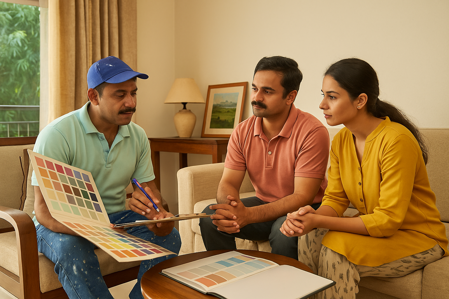 Painter colour consultation and site measurement