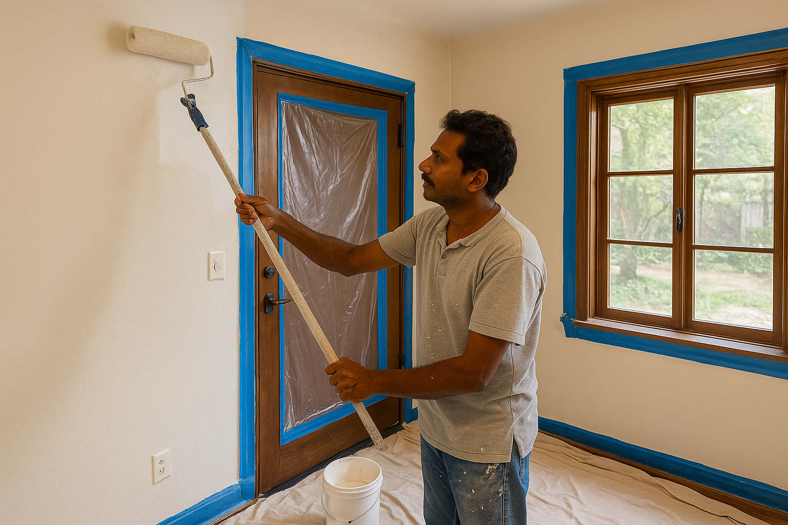 Interior wall painting roller finish