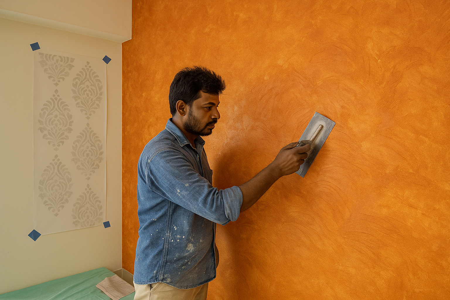 Texture and stencil designer wall painting