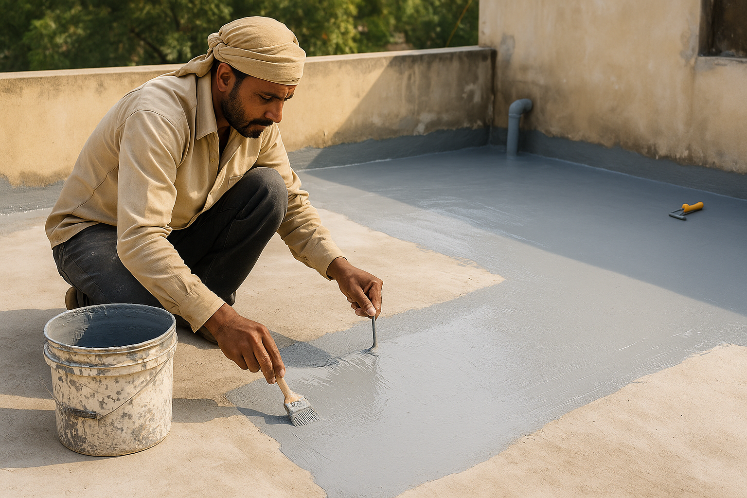 Terrace waterproof coating application