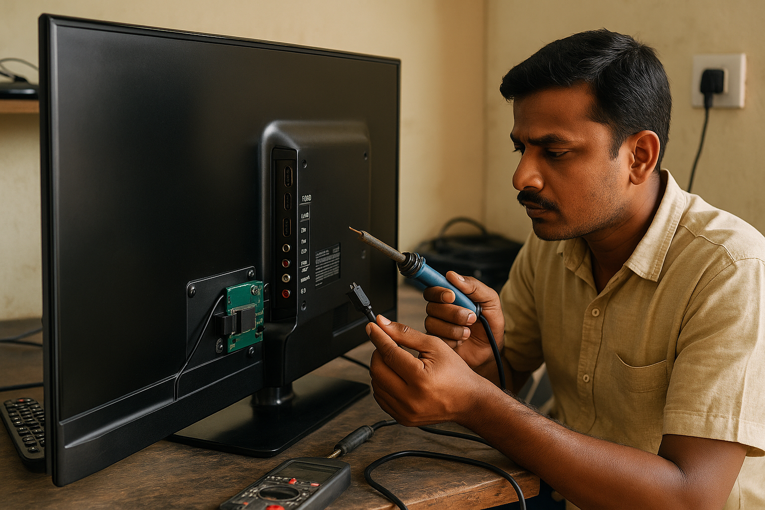 HDMI and USB ports repair on TV mainboard