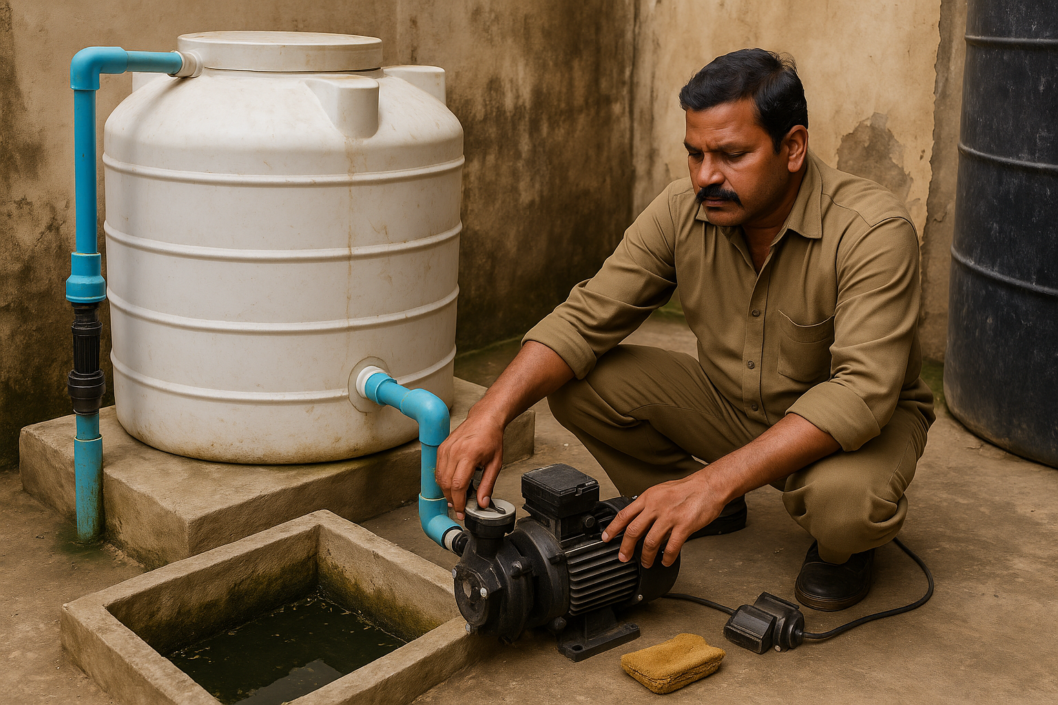 Water tank cleaning and pump service