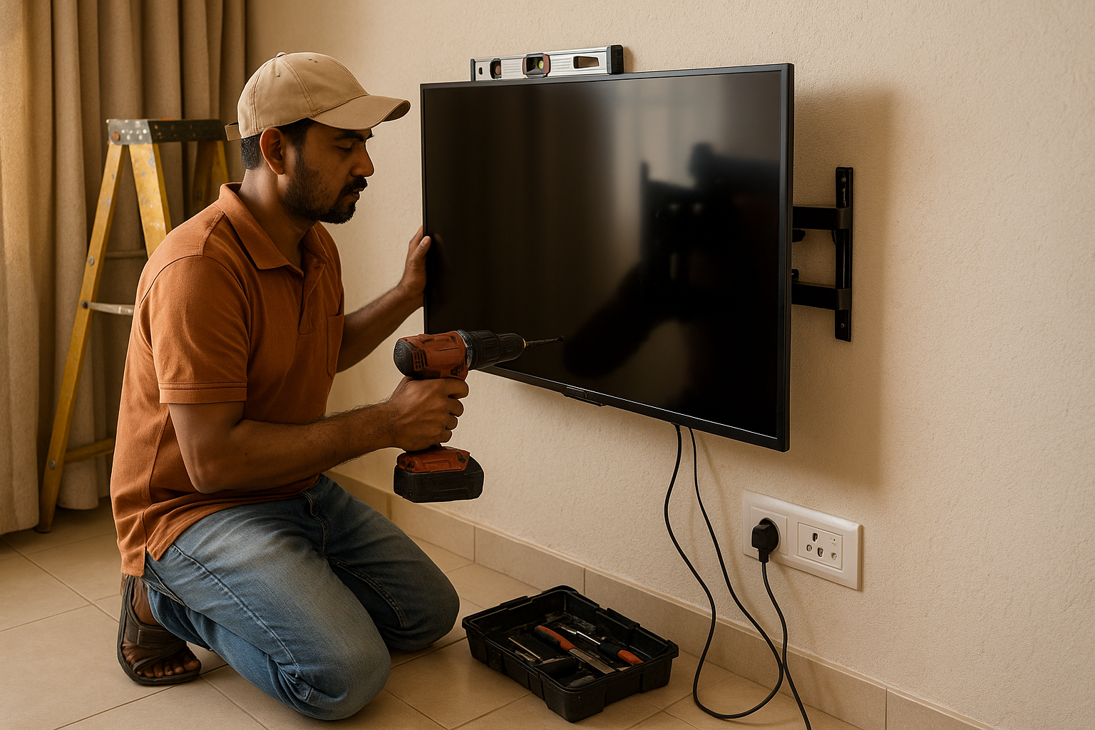 TV wall mounting and leveling